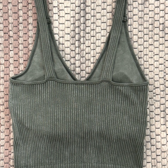 Green Ribbed Tank Top - Picture 2 of 3